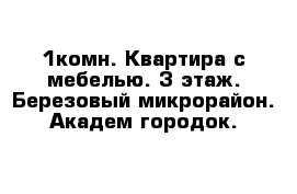 1комн. Квартира с мебелью. 3 этаж. Березовый микрорайон. Академ городок.